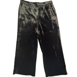 J Crew Womens Velvet Wide Leg Pants Black Size 16T Holiday Luxe‎ Evening Trouser